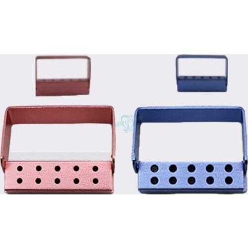 10 Holes Dental Aluminium Disinfection Box Dental Burs Holder Block for High Speed Burs Dentista Tool