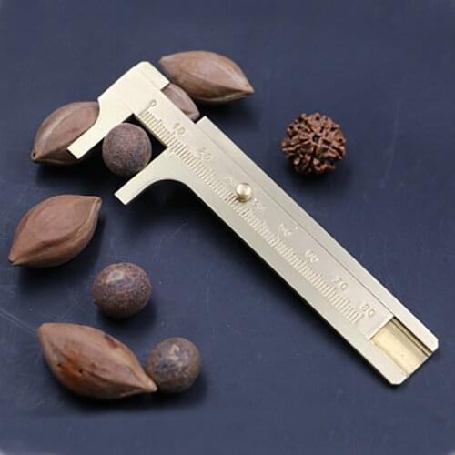 Brass Copper Metal Pocket Ruler Caliper Vernier Gauge Sliding Measuring Tool Mini Dual Scales Inches/8CM