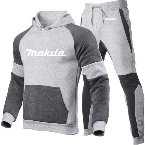 Makita High Quality Tracksuit Men Hooded Sweatshirt+Pants Sets Autumn Winter Sportwear Casual Outwear Sports 2 Piece Suits