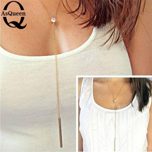 Metal Fringe Necklace Clavicle Chain Long Simple Drop Pendant Necklace Charm For Women Statement Choker Pendant Party Jewelry