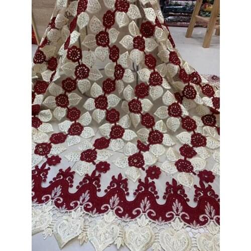 2020 Fashion High Quality Wholesale African Guipure French Tulle Lace Materials With Rhinestones 5Yards For Wedding Party Dress