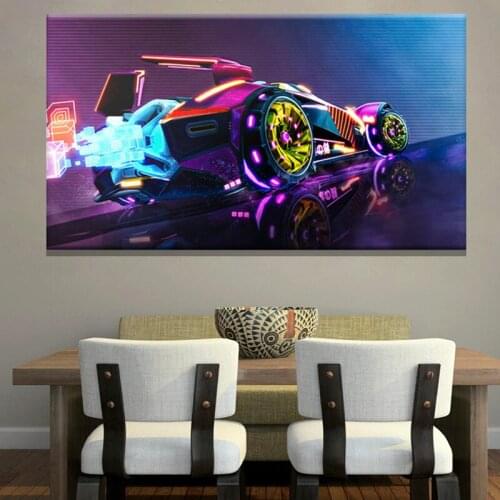 Neon car rocket league vaporwave art Poster Framed Wooden Frame Canvas Painting Wall Art Decor Study Home Decoration Prints