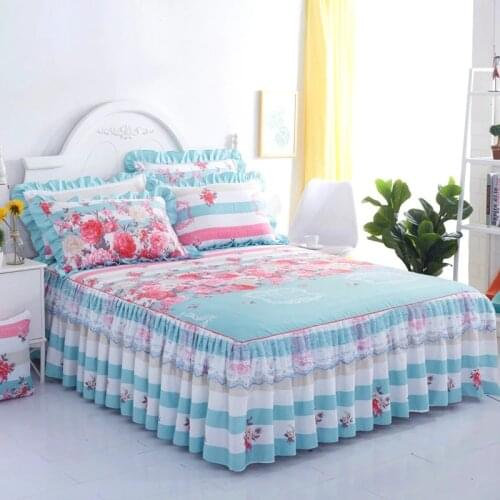2021 New Spring and Summer Skin-friendly Cotton Korean Lace Bed Skirt Lace Bed Skirt Soft and Comfortable Bedding