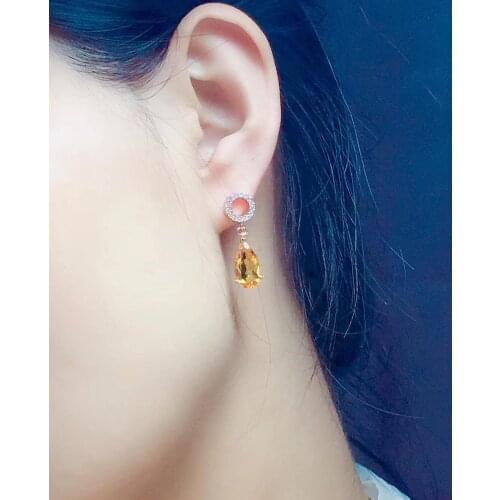 New Arrival Real and Natural Natural And Real Citrine Earring 925 sterling silver Fine jewelry citrine Earring