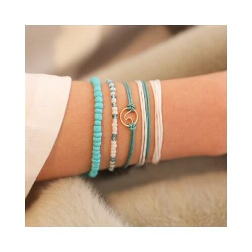 New fashion Ethnic style simple woven five-piece bracelet For Women girl Accessories jewelry
