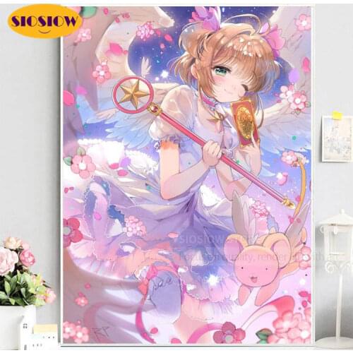 Full Square Drill 5d Diy Diamond Art Painting Cross Stitch Card Captor Sakura 3d Diamond Mosaic Embroidery Decor Home Girls Room