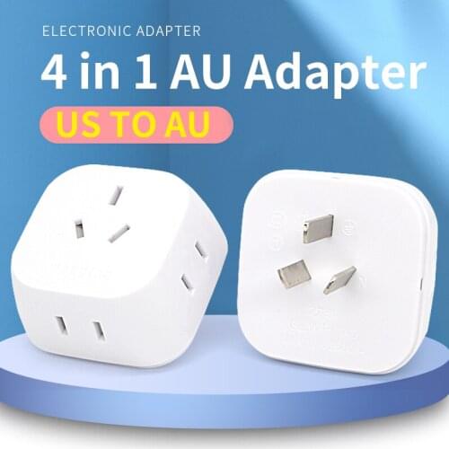 US to AU Converter Adapter 4 Port Socket Power Plug Charger Outlet 4 in 1 Electrical Sockets Travel in Australia New Zealand