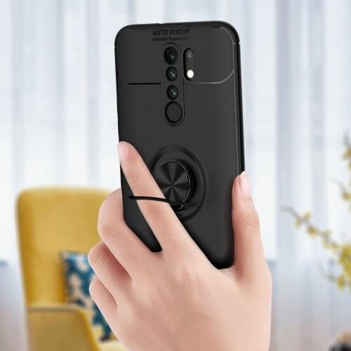 Luxury Silicone case For Xiaomi Redmi 9 case Redmi Note 9 Phone Cover For Redmi Note 9 Pro Max 9S Finger Ring Car Holder