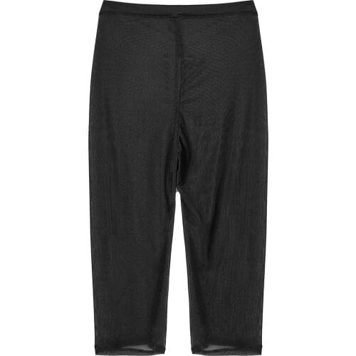 Sexy Women See-through Mesh Shorts Pants Ladies Black Solid Color Elastic Waistband Sheer Short Leggings for Gym Workout Fitness