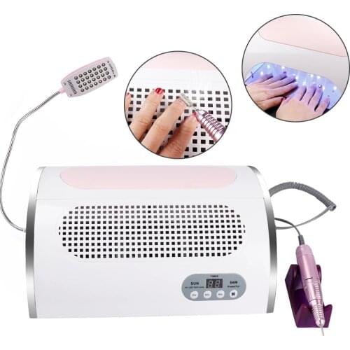 72W LED UV Lamp Vacuum Cleaner Nail Dust Suction Collector 25000RPM Nail Drill Polishing Manicure Pedicure Machine Nail Dryer