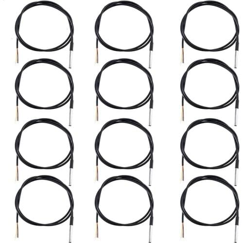 Top Deals 12 Pcs DS18B20 1 M/ 3.2 Ft Digital Temperature Thermal Cable Waterproof Probe Sensor -55°C To +125°C