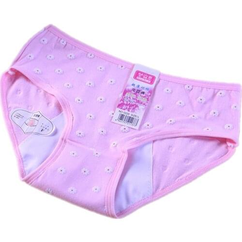 Big Girl Menstrual Panties Physiological Briefs Floral Lingerie Leakproof Broadened Female Underwear Teen Girl Underpanties