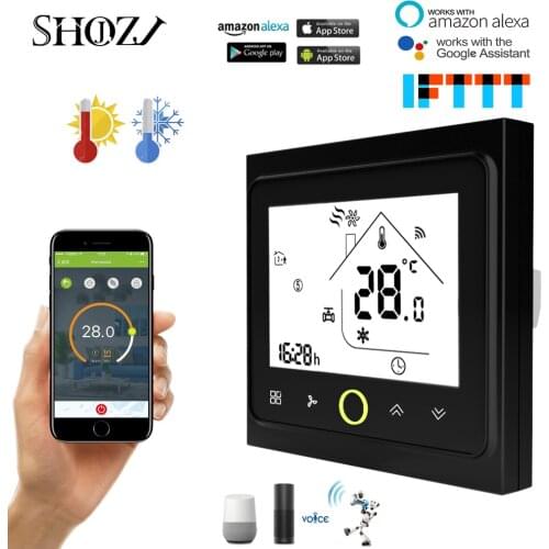 2 Pipe WiFi Smart Central Air Conditioner Temperature Thermostat Controller 3 Speed Fan Coil Unit Work with Alexa Google Home