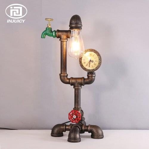 Vintage Loft Industrial Style Steampunk Desk Lamp Retro Iron Art Cafe Bar Table Lights Restaurant Water Pipe Meter Lighting