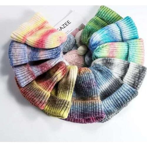 VISROVER 11 colors space dye yarn acrylic beanies winter hat for woman best matched acrylic woman Autumn Warm skullies wholesale