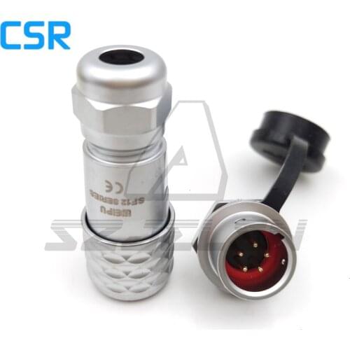 WEIPU SF12 5pin Waterproof connector , Metal pull self-locking connector 5 pin plug and socket , 5pin LED power cable connector