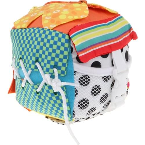 Bright Color Cloth Shoelace Zipper Button Learn Cube Block Toy for Kids Baby Developmental Educational Toy Gift