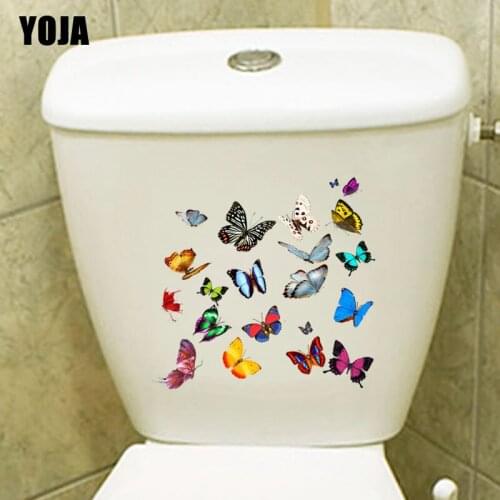 YOJA 21.9X20.4CM Colour Butterfly For Home Decoration Toilet Decal Funny Wall Sticker T3-1237