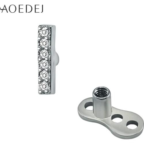 AOEDEJ Crystal Micro Skin Diver Dermal Piercing Top Dermal Anchor Surgical Steel Body Jewelry Rhinestones Fashion Hiden Skin