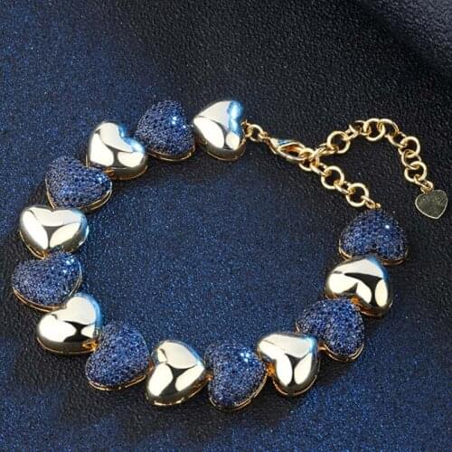 Zlxgirl jewelry blue red heart bracelet for women wedding accessories brand Gold Dubai bracelet women party gifts free shipping