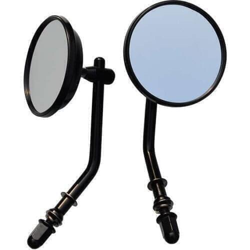 For Dyna Bobber Chopper Old School 1982-2018 Up Black/Chrome 8mm Motorcycle Mirrors Short Stem 3"Round Rearview Mirror
