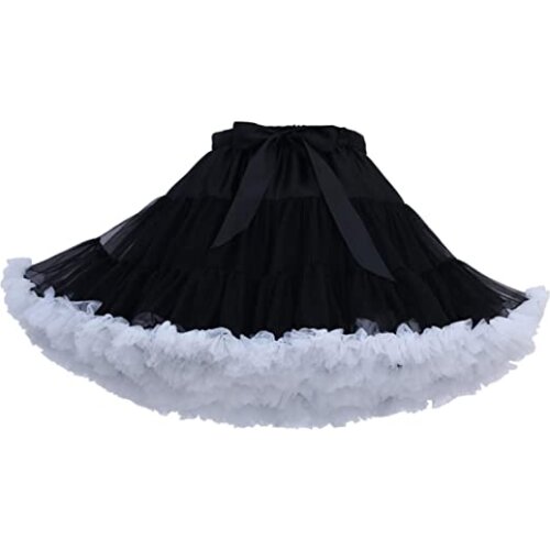 Womens 3-Layered Tutu Dance Petticoat Pleated Mini Skirt, 16" Length