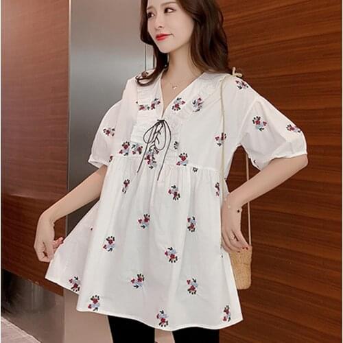 Fowers Embroidery Women Tops Blouse For Pregnant Women Maternity Shirts Sweatshirt Womens Blouse Womens Clothing 2020 New