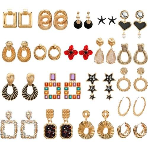 Fashion Earrings Women 2019 Metal Dangle Earrings For Women Charm Gold Color Big Earrings Female Fashion Jewelry