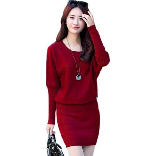 Women Set 2021New Female Spring Autumn Long Sleeve Skirt Two Piece Set Ladies Knitting Outfit Fashion Skirt 2 Piece Set 4XLC