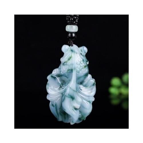 Zheru jewelry natural colorful jade two-color goldfish pendant necklace exquisite jewelry best gift