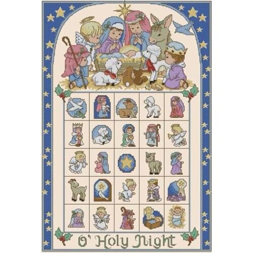 Gold Collection Chic Counted Cross Stitch Kit O' Holy Night Advent Calendar dim 08762 8762 Angel and Baby