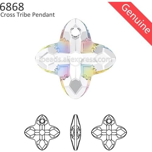 1 piece) 100% Original Crystal from Swarovski 6868 Cross Tribe Pendant Loose Bead Rhinestone Charms for DIY jewelry making 2019