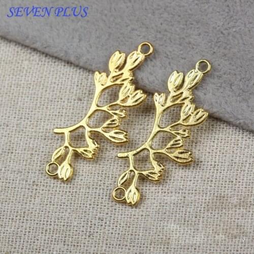High Quality 10 Pieces/Lot 16mm*38mm Gold Color Diy Jewelry Making Tree Connector Bracelet Charms