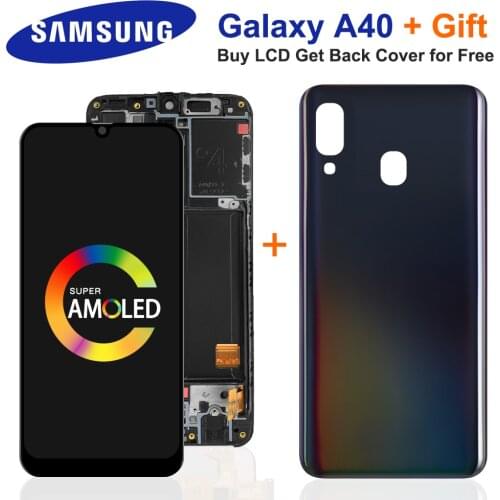 100%Original Super AMOLED For Samsung A40 LCD 2019 A405 A405F LCD display touch Screen Digitizer Assembly with frame replacement