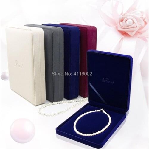 20pcs Oval Core Velvet Fresh Pearl Necklace Box Case Jewelry Packaging Box Storage Gift Boxes 24x19x4cm