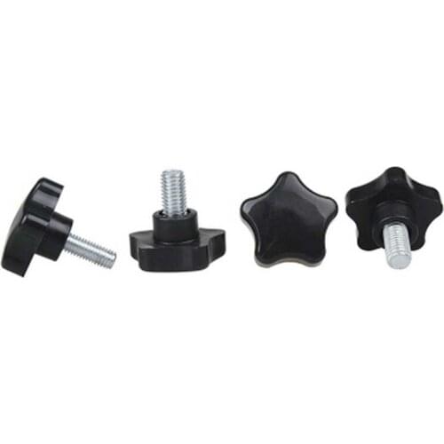 4pcs M6 five-star plastic head adjustment hand screws handle plum shaped star screw black color 10mm-60mm length