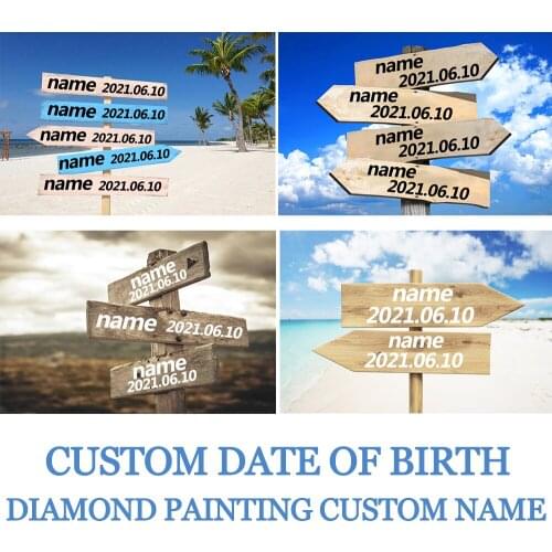 Diamond painting custom name date of birth full square/circular mosaic embroidery gift road sign photo diamond artist home decor