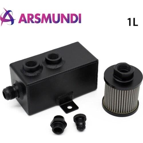 1L Aluminum Oil Catch Can Tank Fuel Tank With Breather & Drain Tap 1LT Baffled