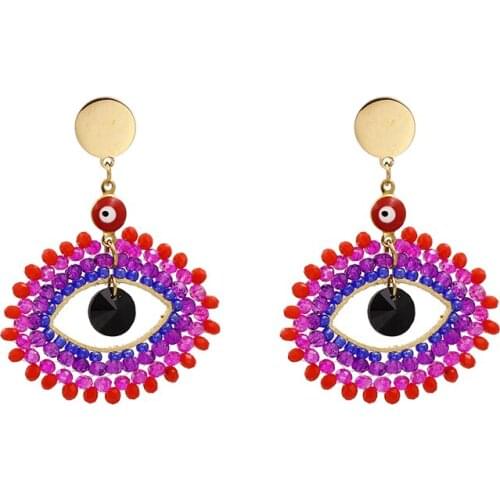 Bohemian Ethnic Eye Shape Drop Earrings Women Indian Vintage Geometric Statement ZA Earring Jewelry DIY Beaded Dangle Earrings
