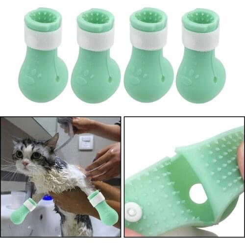 Shoes Pet Paw Protector Boots Cut Nails Bath Anti-Scratch Bite Washing Washing Anti-Scratch Bath Supplies Cat Feet Set