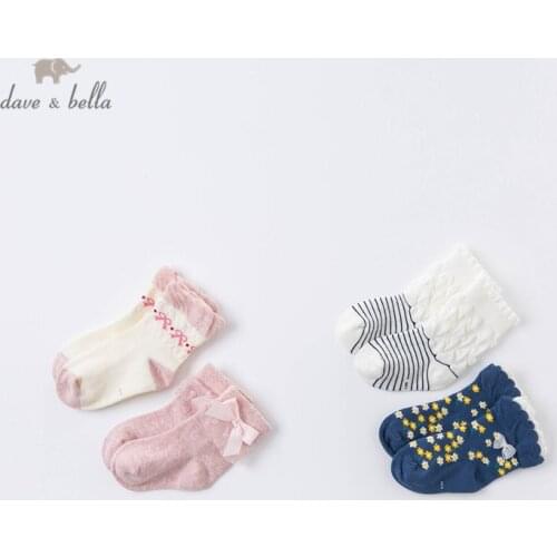 DB15691 dave bella autumn fashion baby girls lolita bow floral cartoon sock children girl socks