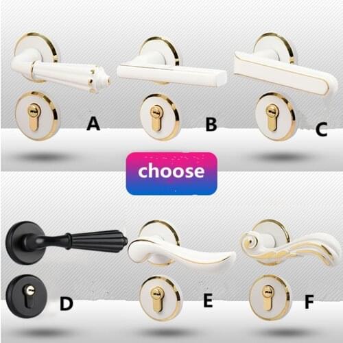 European simple Indoor split mute wooden door lock ivory white gold black bedroom bookroom door lock