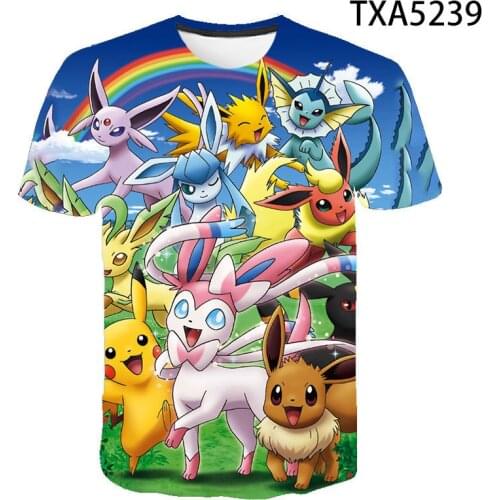 Pokemon T-shirt Anime Childrens Clothing Pikachu T-shirt Haikyu Shirt Men Clothes Summer Short Sleeve Funny Cartoon T-shirt Top
