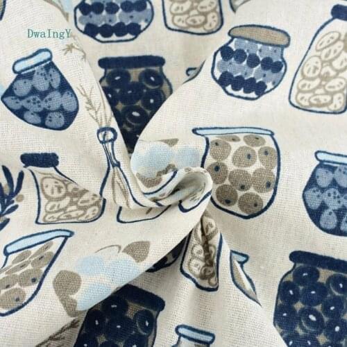 Vase Patter Printed Cotton Linen Fabric For Sewing DIY Quiltin Sofa Table Cloth,Furniture Cover Tissue Cushion Material 50x150cm