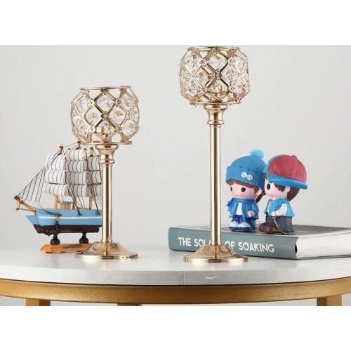 Crystals Candle Holder Delicate Candlestick Shiny Candle Stand For Romantic Party Wedding Home Hotel Table Decoration IM654