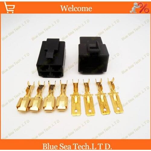 6.3mm 4 Way/pin Electrical Connector Kits Male&Female sets for E-Bike,Motorcycle,Motorbike,car etc.Black color
