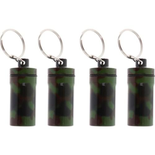 4pcs Waterproof Aluminum Medicine Pill Box Bottle Holder Container Keychain