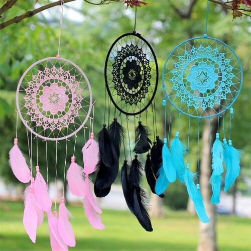 1 Pcs INS Handmade Dream Catcher 4 Colors Goose Feather Home Hanging Craft Gift Dreamcatcher Ornament Car Hanging Bedroom Decor