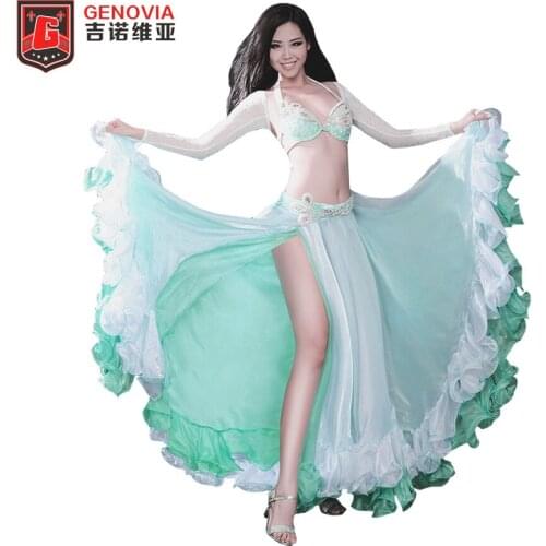 2018 Belly Dance Costume Set Bra Top Belt Skirt Dress high quality belly dance Rio Carnival Bollywood 4PCS