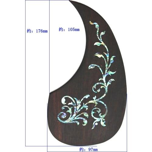 Acoustic Guitar Pickguard Rosewood inlaid with shell Pattern Decorated Self-adhesive Pick Guard Sticker for Guitar Acc